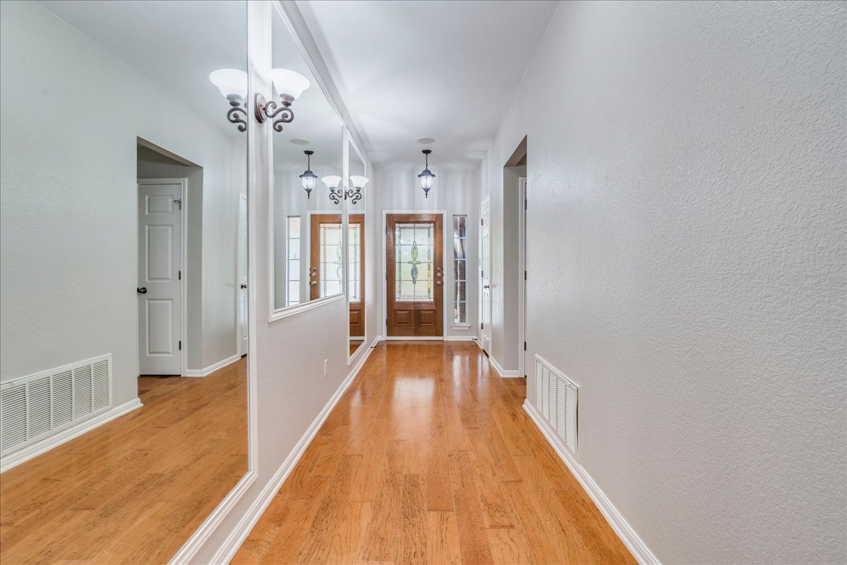 1151 Stone Rim Loop Buda, TX 78610 - Photo 3 of 36 Entryway featuring hardwood floor and a mirrored wall