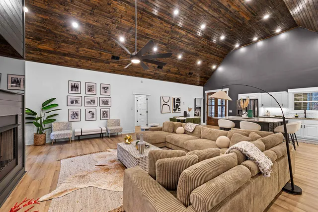 a living room with furniture