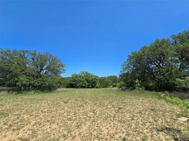a view of a field with an ocean view