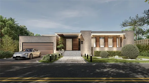 a front view of a house with garage