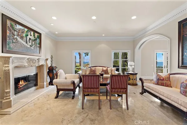 a view of a hallway with couches