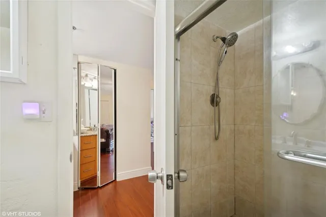 a bathroom with a shower