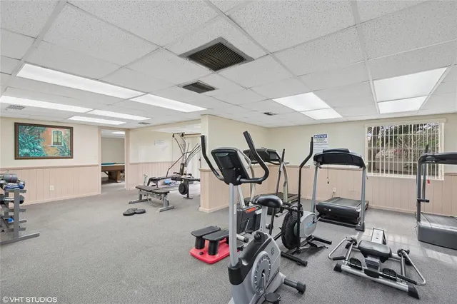 a view of a room with gym equipment
