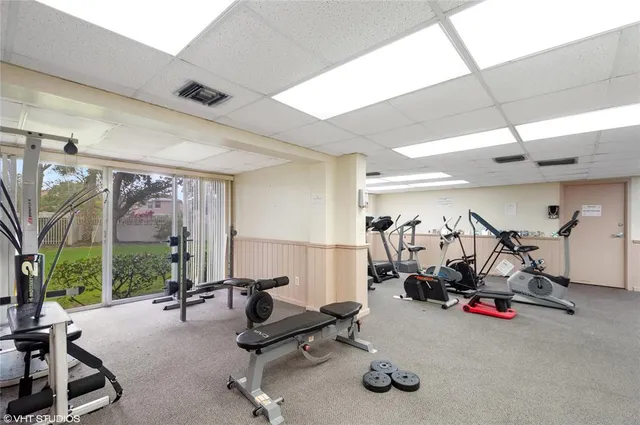 a view of a room with gym equipment