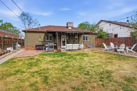 a front view of a house with patio