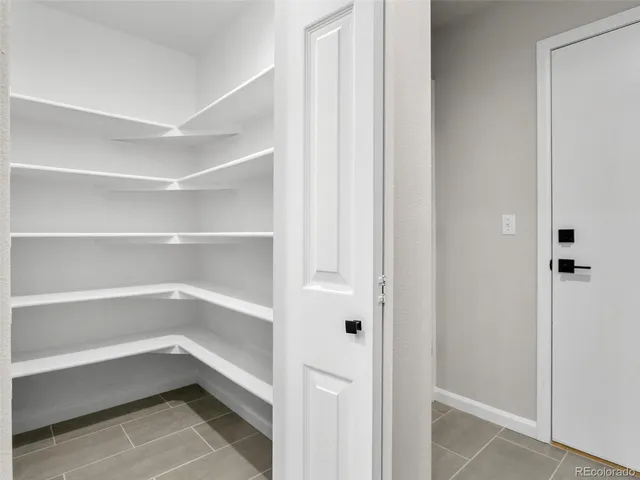 a storage room with windows