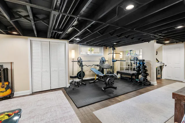 a view of a room with gym equipment