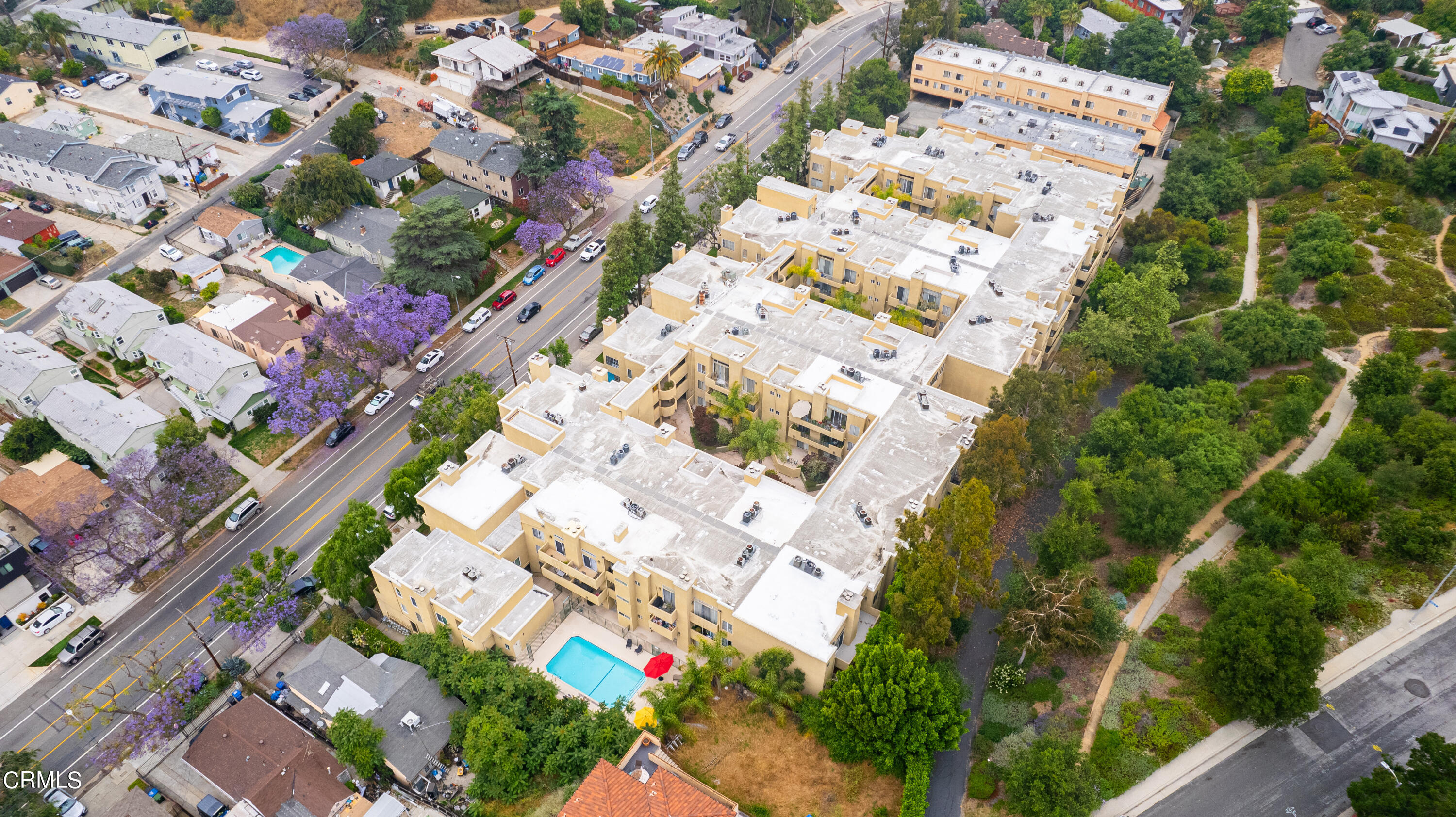 6140 Monterey Road, Unit 220 Los Angeles, CA 90042 - Photo 40 of 43 an aerial view of a house with a yard