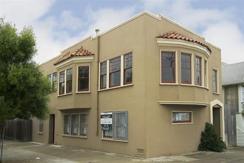 a front view of a building