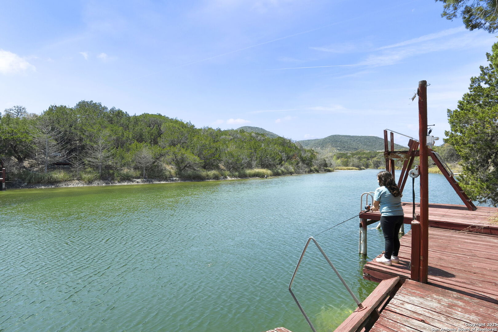 a view of a lake with a mountain in the background