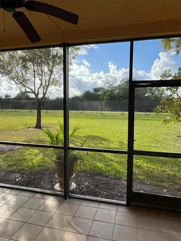a view of a garden from a room