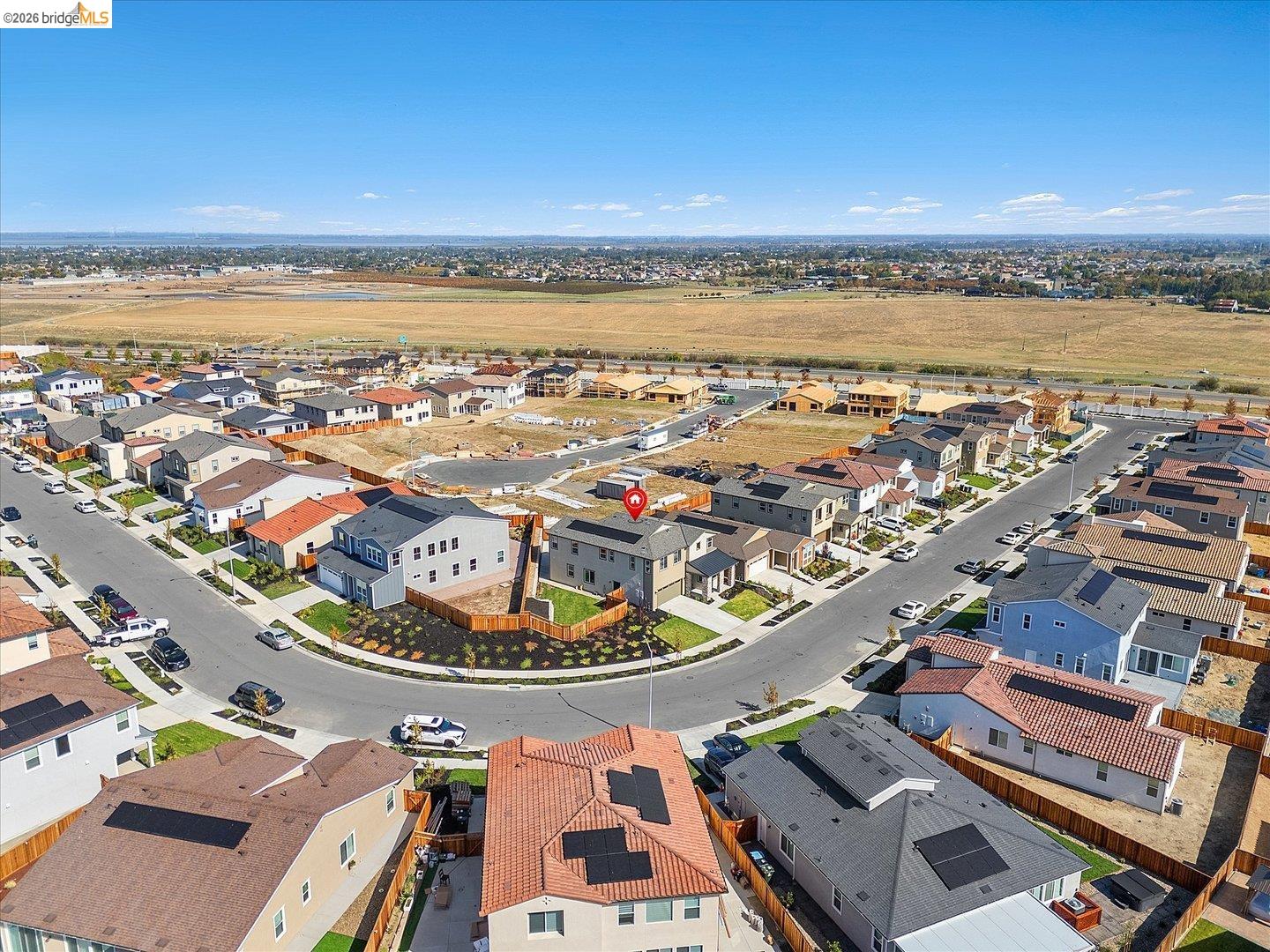 5601 Ridgepoint Way Antioch, CA 94531 - Photo 55 of 59 Aerial perspective of a contemporary residential neighborhood featuring diverse architectural styles and varied rooflines