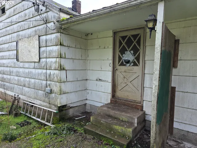 a view of wooden door