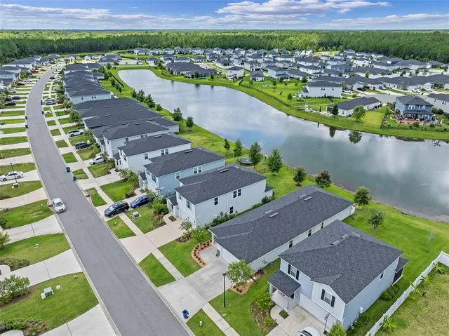 a view of a lush green field