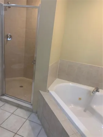 a bathroom with a bathtub