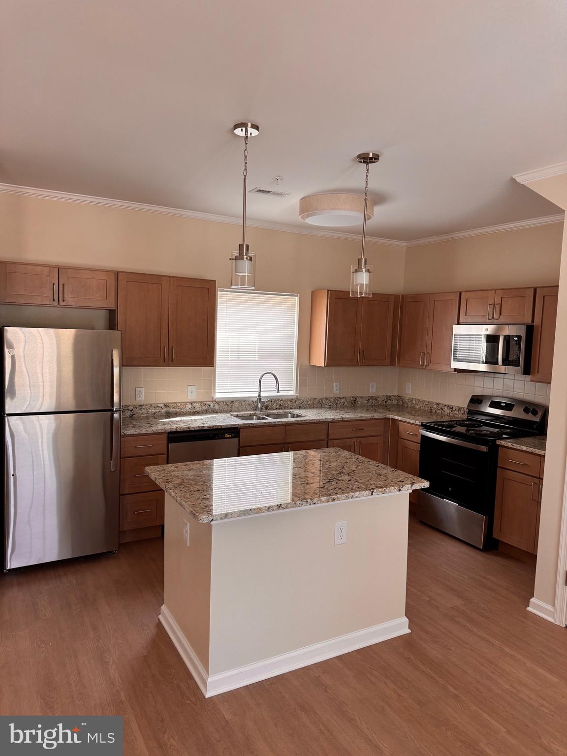 638 Douglas Street Cambridge, MD 21613 - Photo 3 of 30 a kitchen with stainless steel appliances granite countertop a sink a stove a refrigerator and island with wooden floor