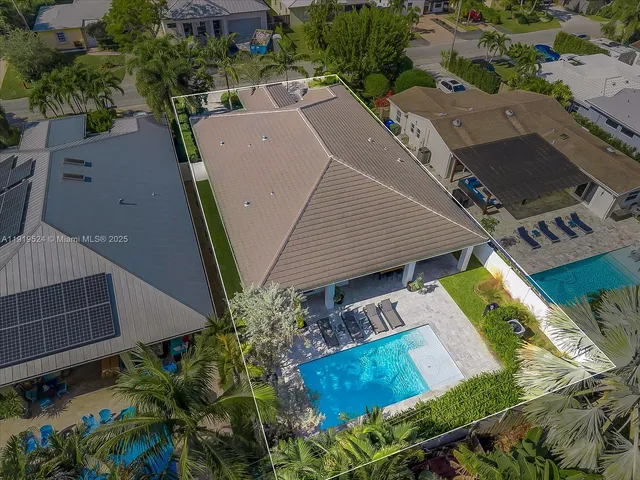 an aerial view of a house