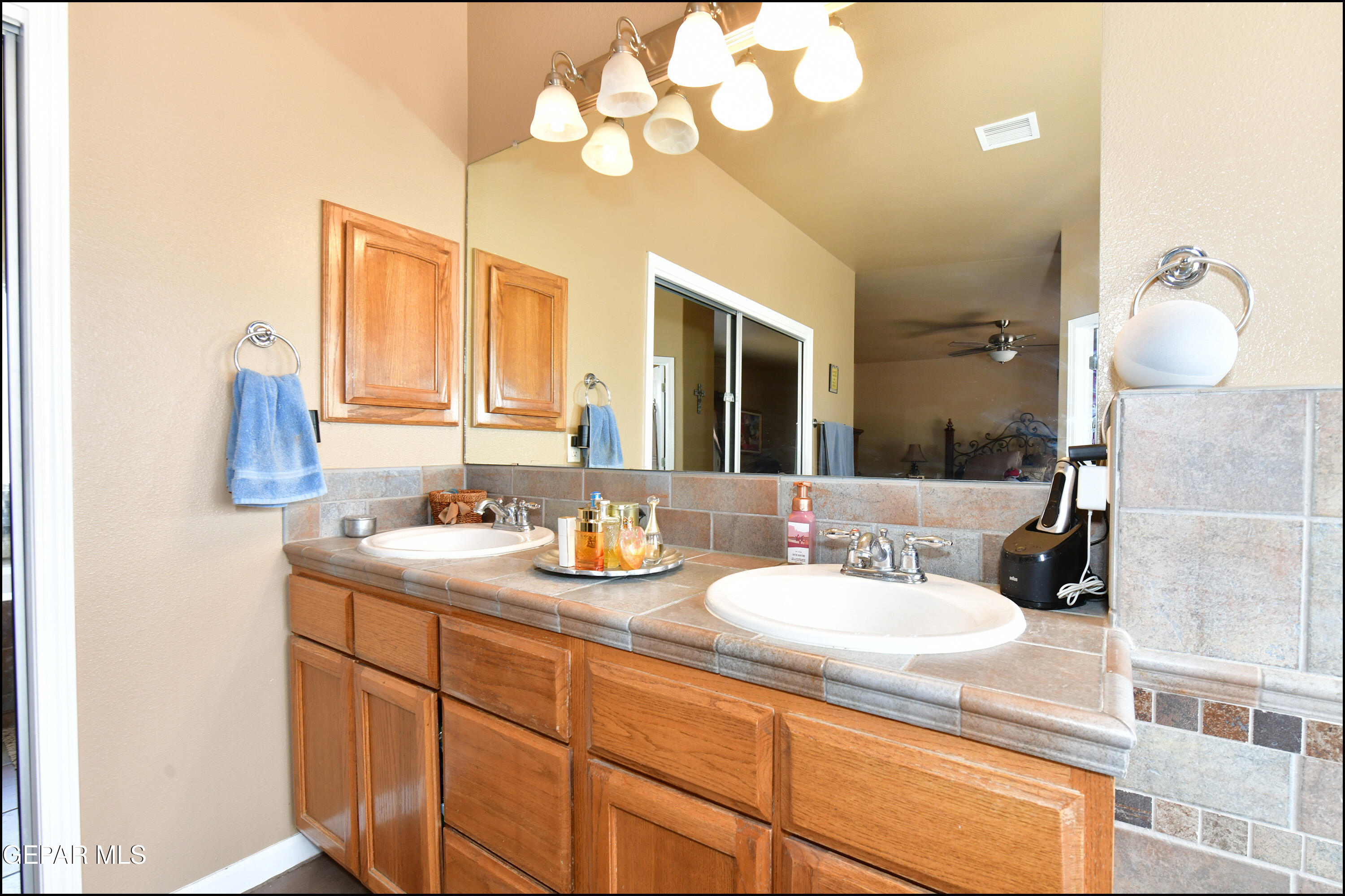 7350 Navidad Way Canutillo, TX 79835 - Photo 29 of 49 a bathroom with a sink and a mirror