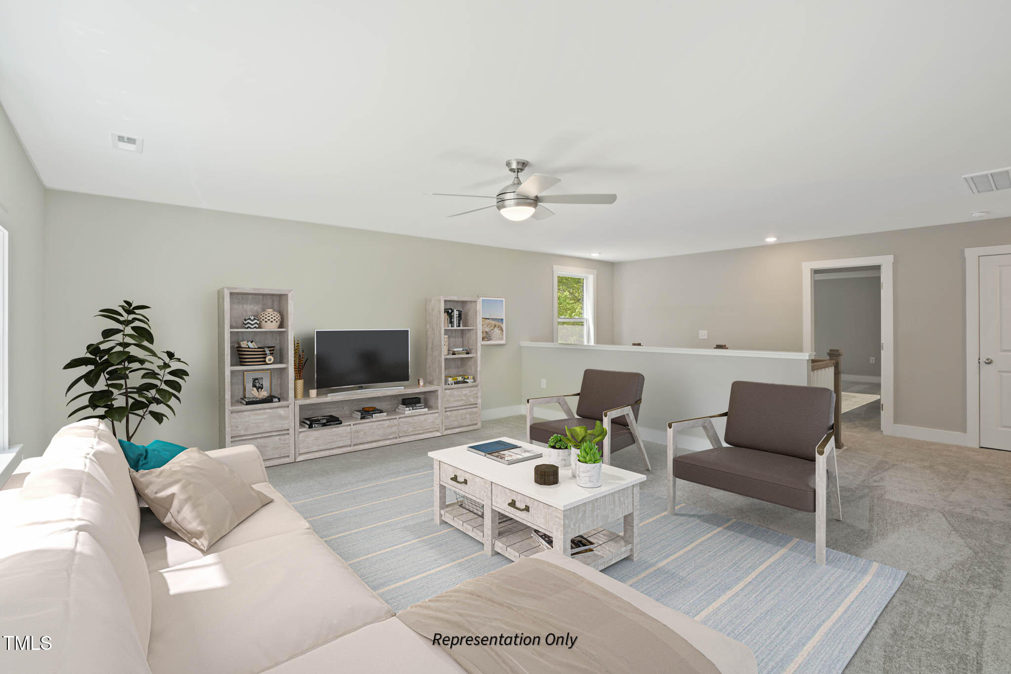 134 Merle Way Zebulon, NC 27597 - Photo 29 of 48 a living room with furniture and a flat screen tv