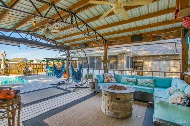 a view of outdoor space with seating area