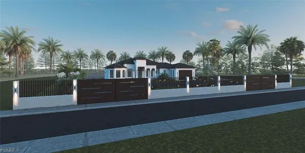 a view of a house with a street