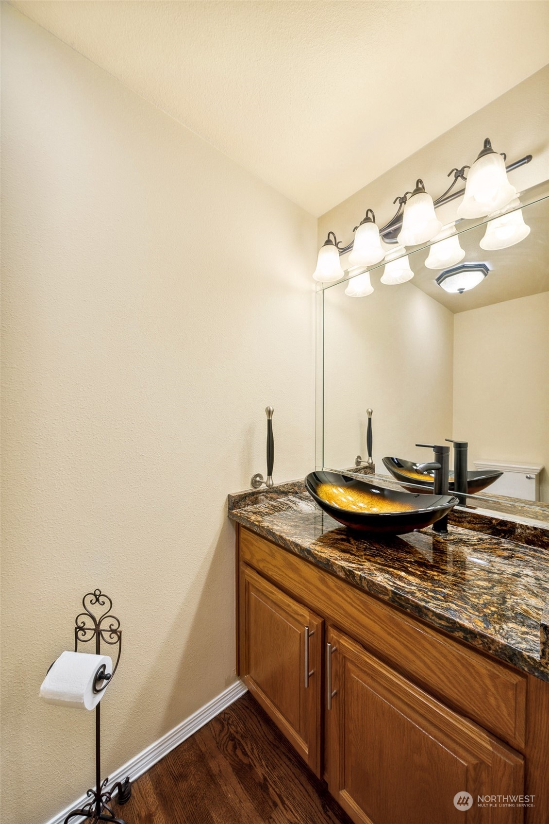 4609 Southwest 328th Place Federal Way, WA 98023 - Photo 14 of 32 a bathroom with a granite countertop sink and a mirror