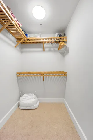 an empty room with bags