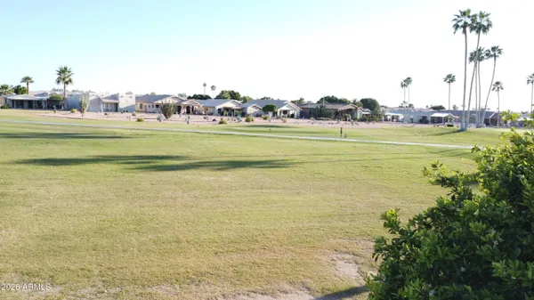 a view of an ocean and a building
