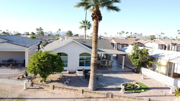 a view of a house with a patio