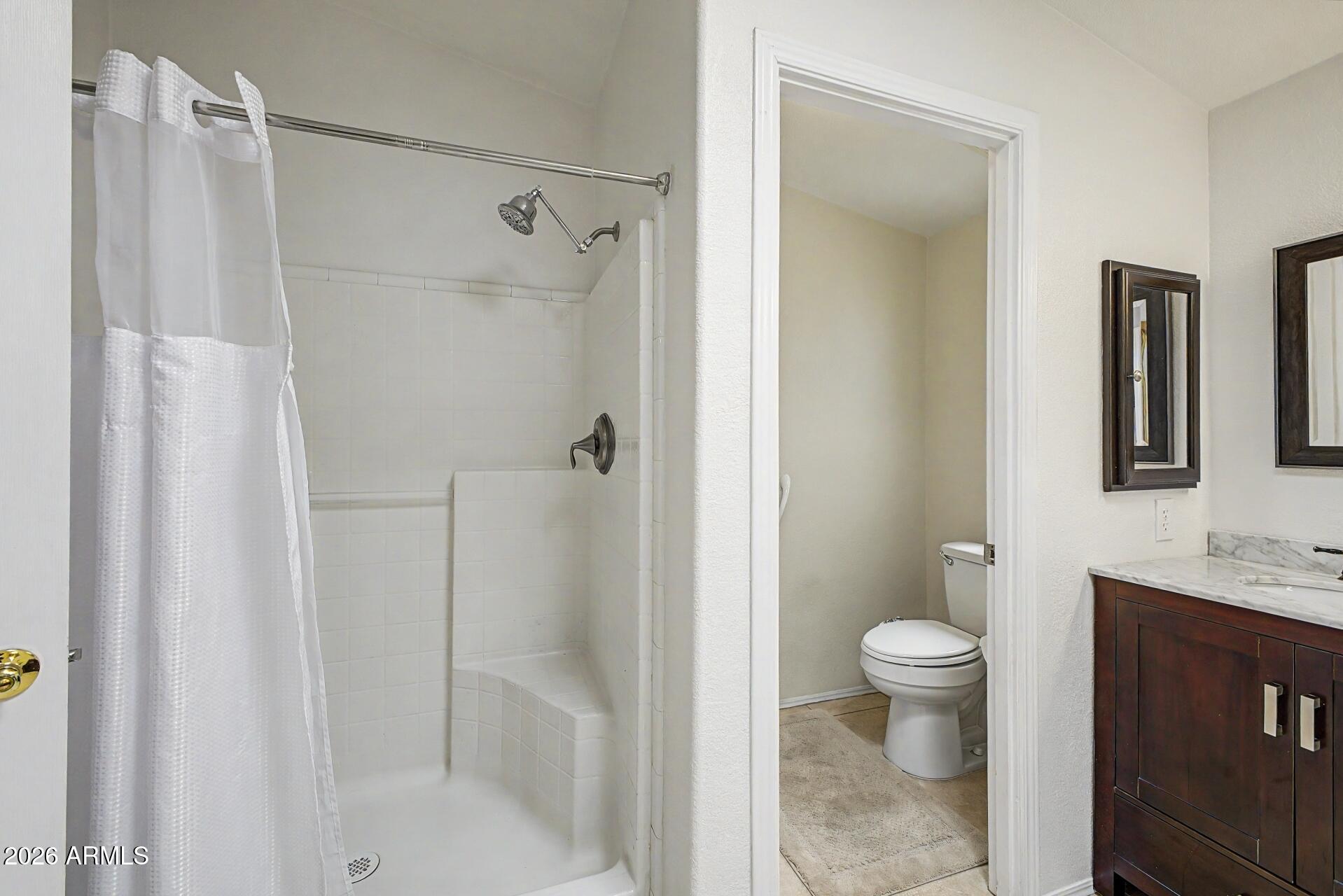 2550 South Ellsworth Road, Unit 46 Mesa, AZ 85209 - Photo 20 of 47 a bathroom with a shower toilet and sink