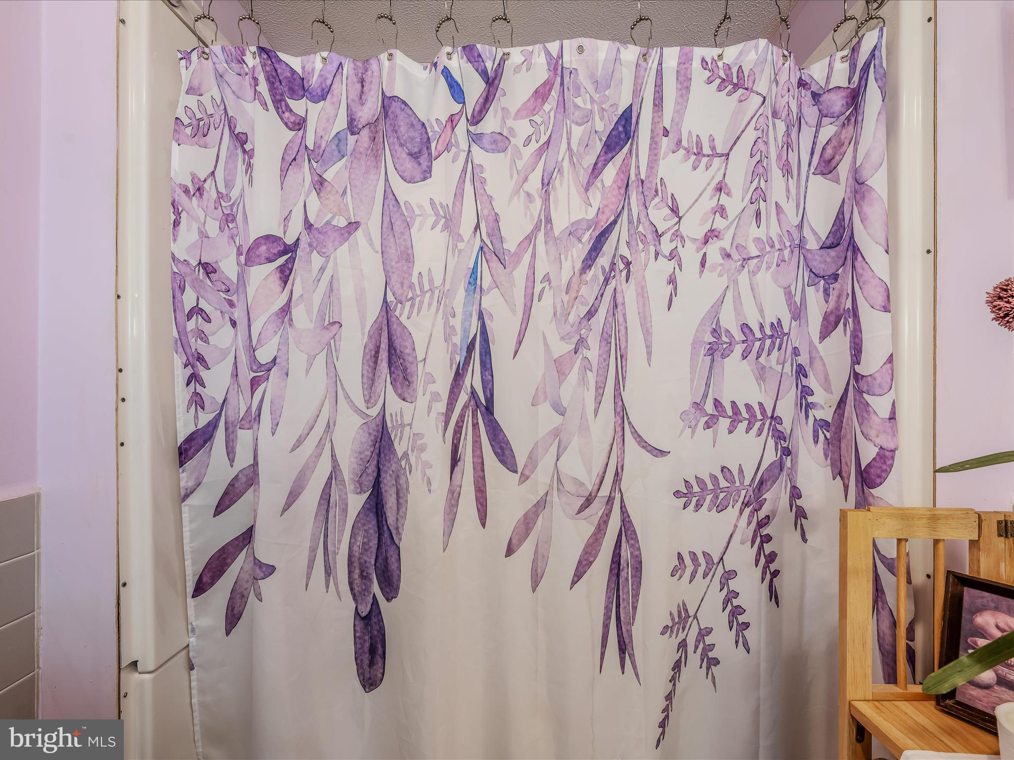 378 Oak Hill Road Berkeley Springs, WV 25411 - Photo 44 of 57 a bathroom with a shower curtain and a curtain