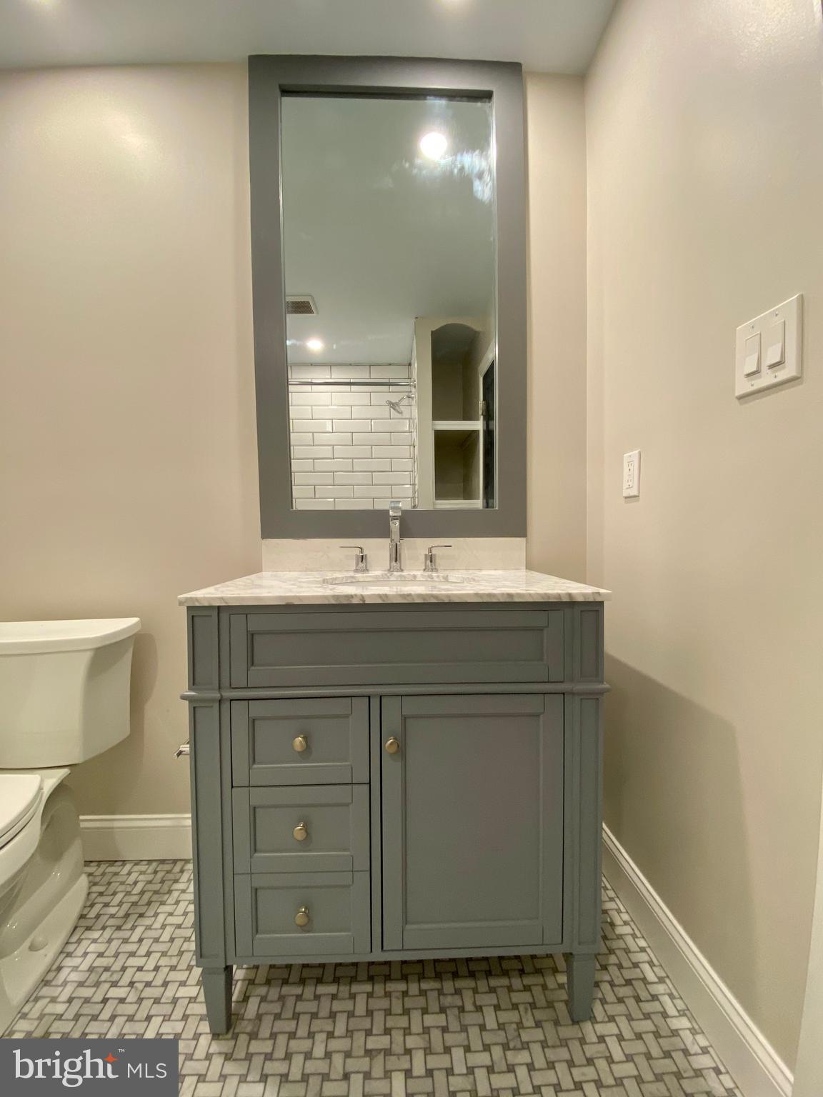 2417 Shellpot Drive Wilmington, DE 19803 - Photo 13 of 18 a bathroom with a sink a toilet and a mirror