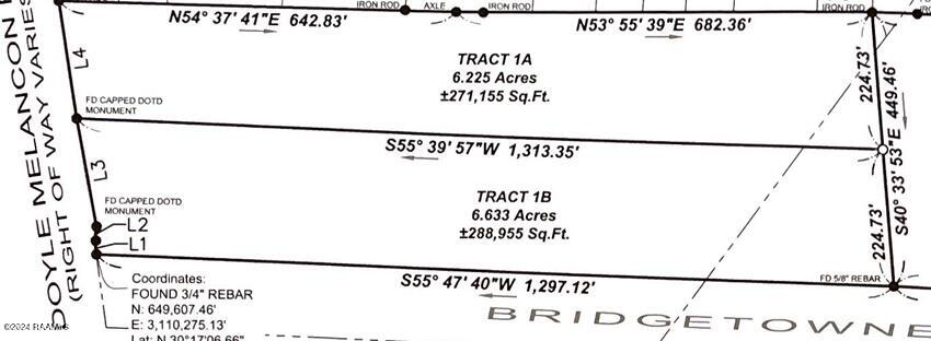 Tbd Doyle Melancon Road Breaux Bridge, LA 70517 - Photo 2 of 3 Plat snapshot of 1a 1b