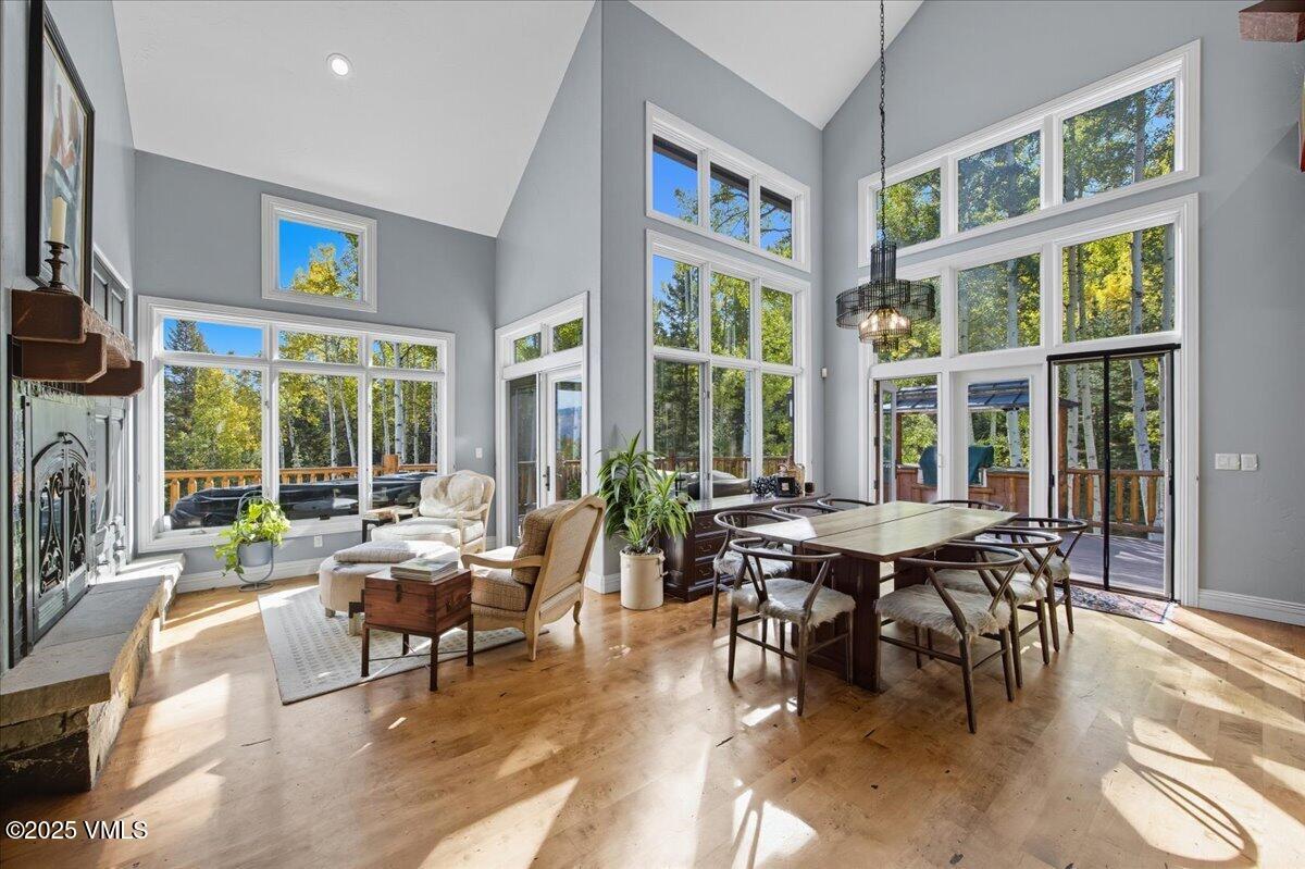 575 Pilgrim Drive Edwards, CO 81632 - Photo 13 of 109 Dining are fireplace 575 Pilgrim Drive