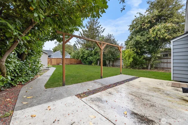 a view of a backyard with a garden