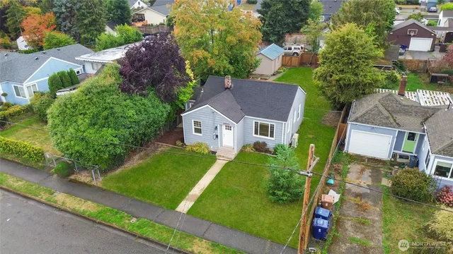 an aerial view of a house