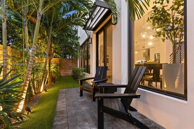 a view of chairs and table in the patio