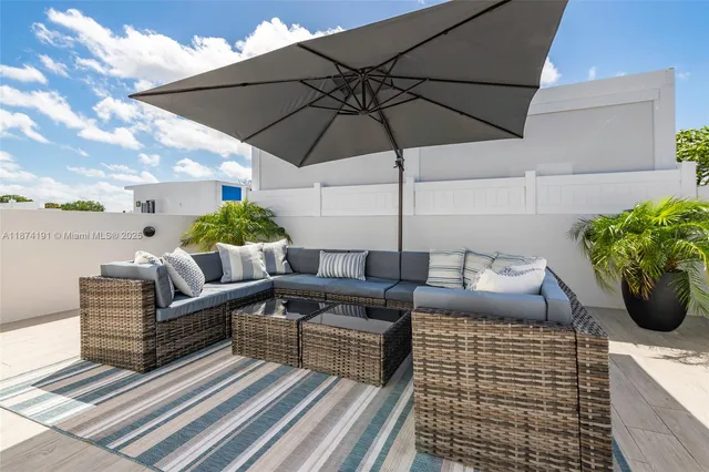 a view of outdoor space with seating