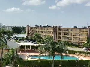 a view of large building with a yard