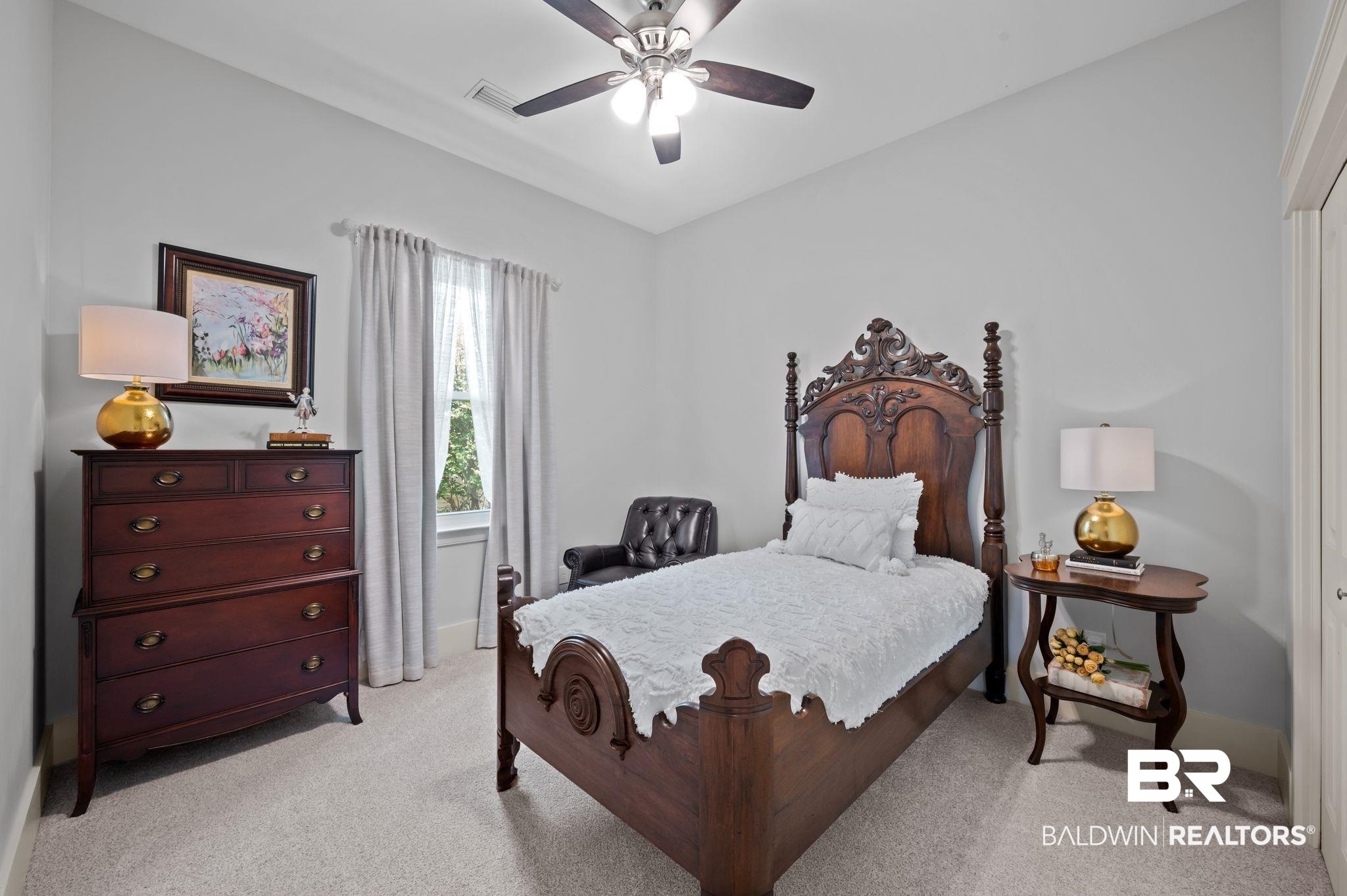905 Buttercup Lane Foley, AL 36535 - Photo 31 of 47 Bedroom featuring light colored carpet and ceiling fan