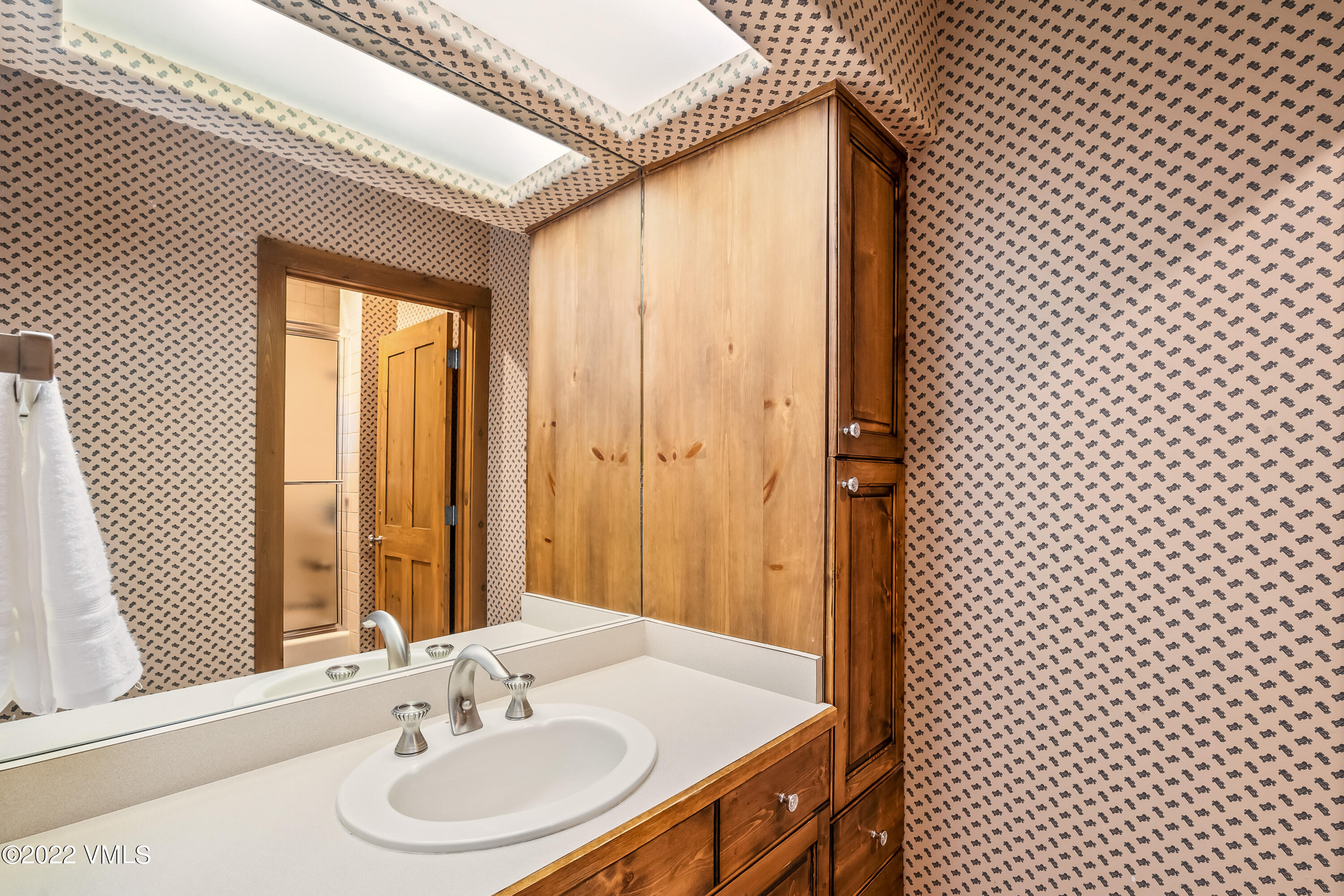 447 Borders Road Beaver Creek, CO 81620 - Photo 55 of 71 a bathroom with a sink a mirror and a shower