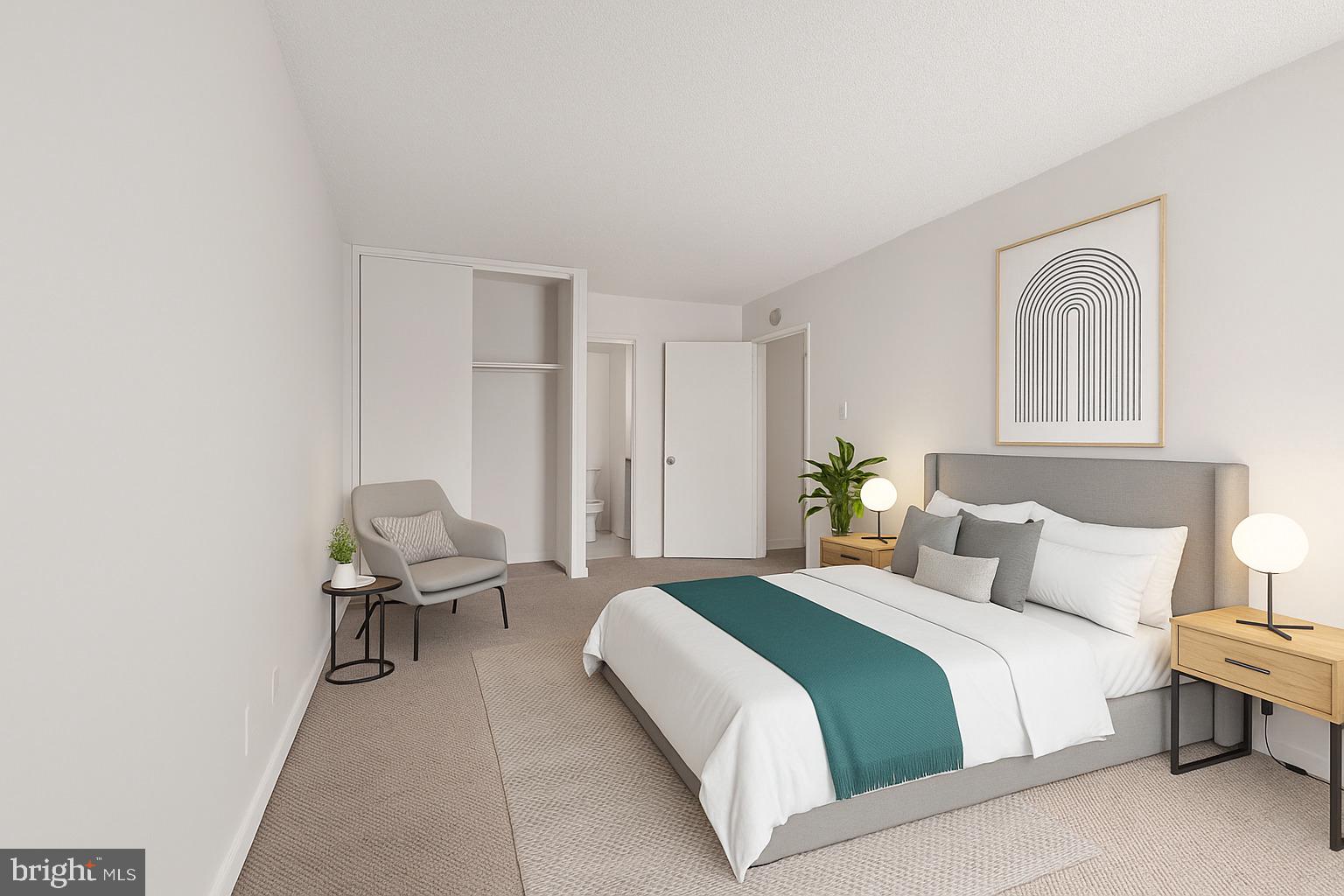 300 M Street Southwest, Unit N213 Washington, DC 20024 - Photo 12 of 14 a bedroom with a bed and chair