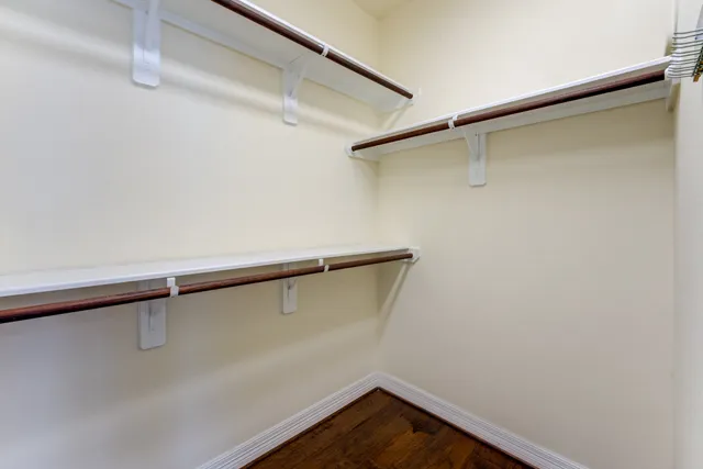 a view of a room with racks on the wall