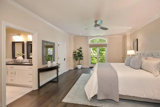 a view of backyard with outdoor seating and green space