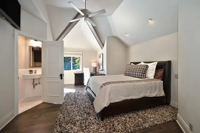 a view of a lake with a building in the background