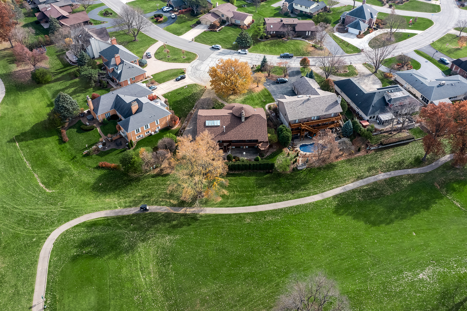 8402 Carriage Green Drive Darien, IL 60561 - Photo 38 of 39 an aerial view of residential houses with outdoor space and trees