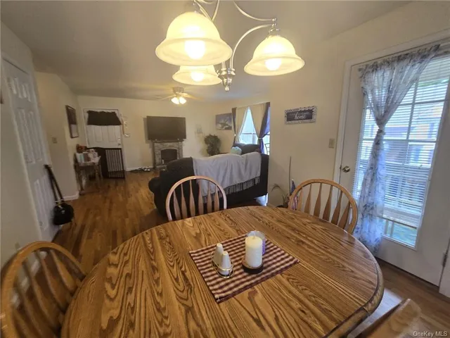 a view of a livingroom with furniture window and wooden floor