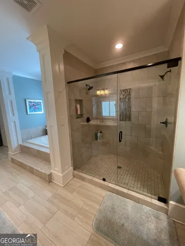 a bathroom with a shower