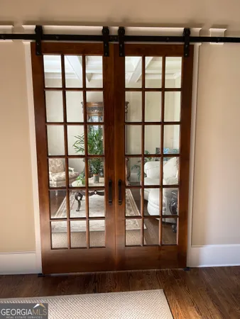 a view of staircase and window