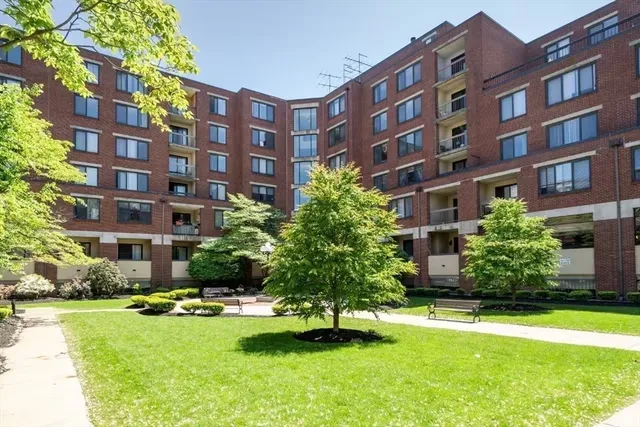 a view of a building with garden